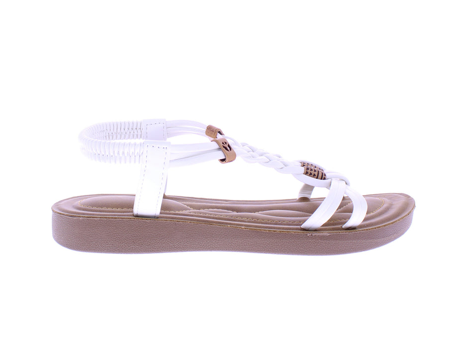 Women Faux Leather Sandal with Elastic Strap