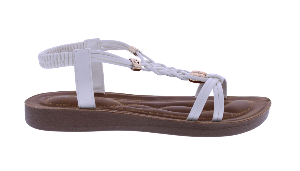 Women Faux Leather Sandal with Elastic Strap