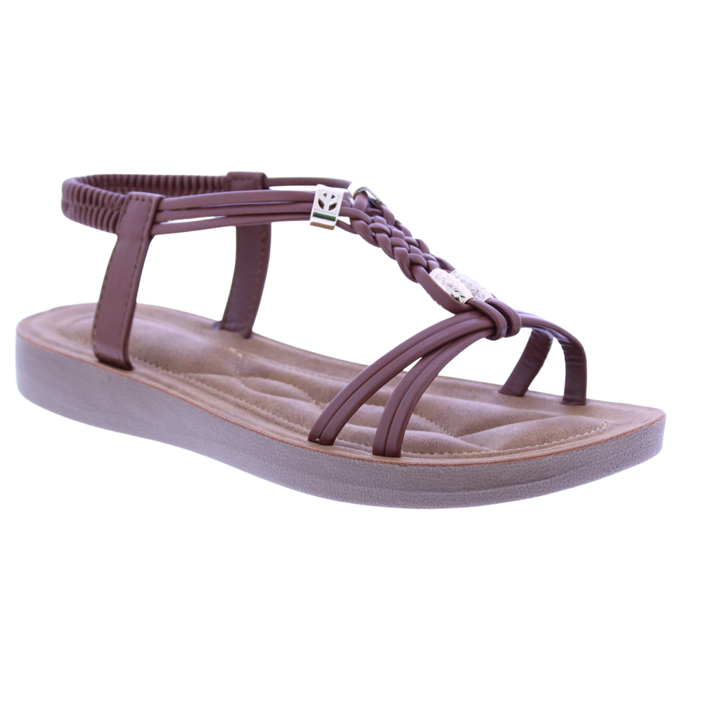 Women Faux Leather Sandal with Elastic Strap