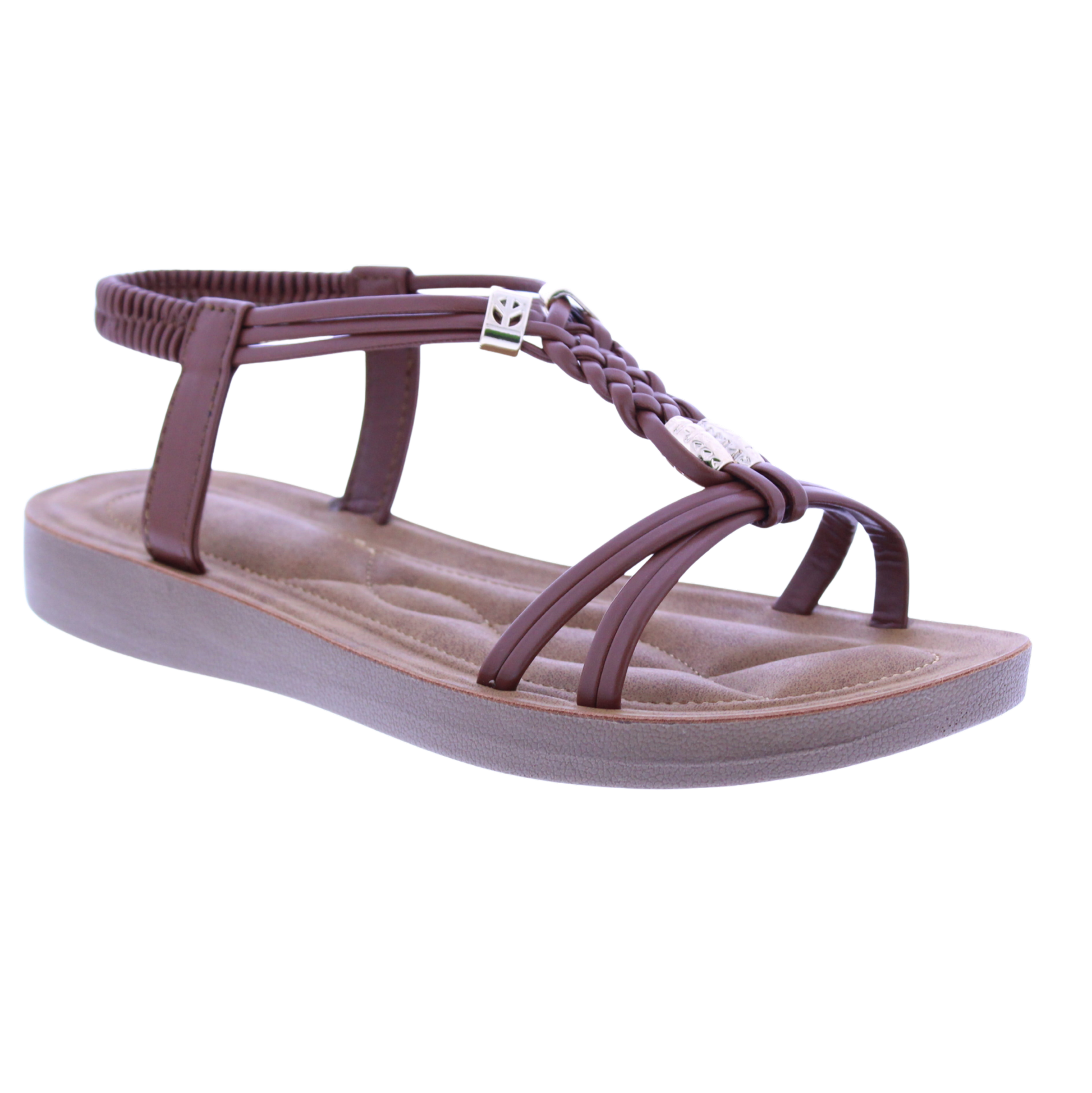 Women Faux Leather Sandal with Elastic Strap