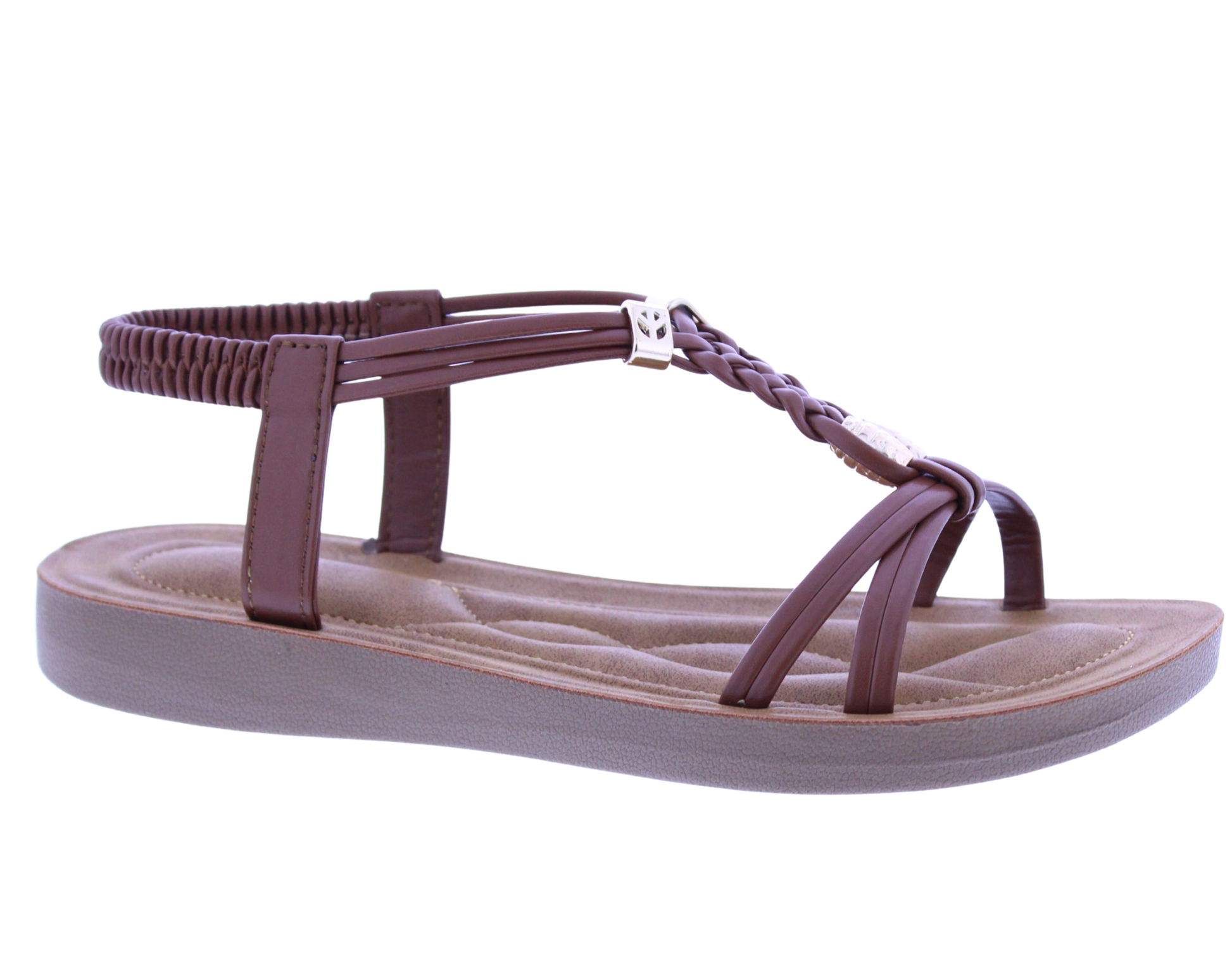 Women Faux Leather Sandal with Elastic Strap