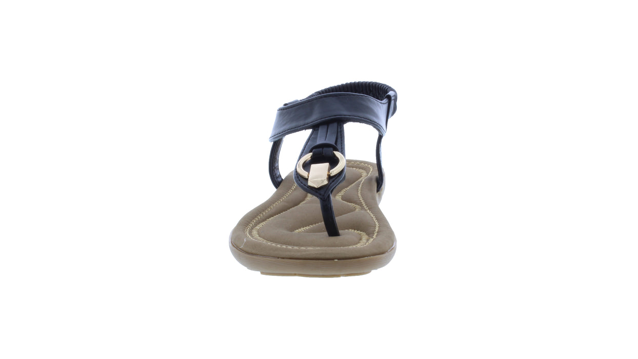 Women Synthetic Leather Sandal with Gold Metal Piece