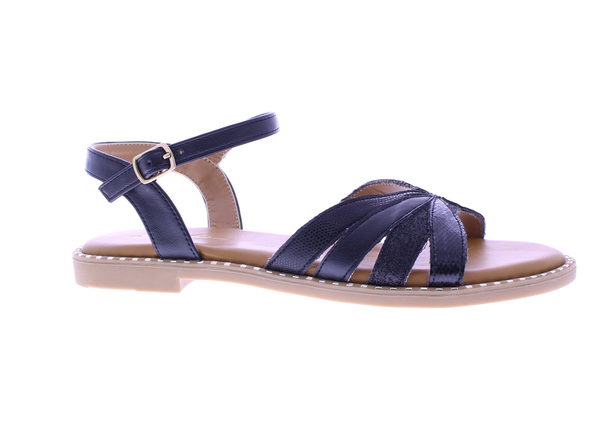 Sandalias sin cordones de cuero sintético para mujer