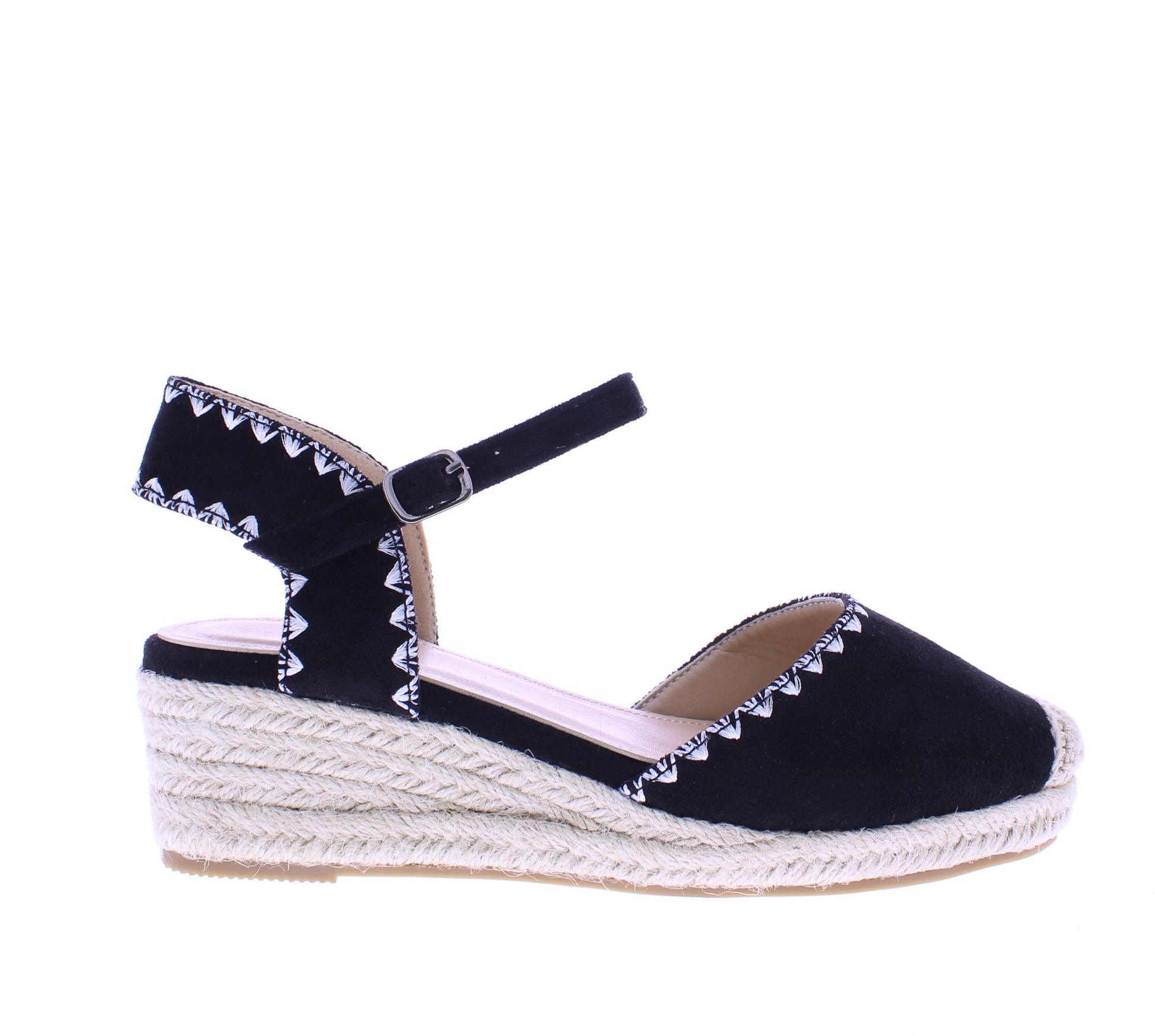 Women Microfiber Wedge with Stitching Detail
