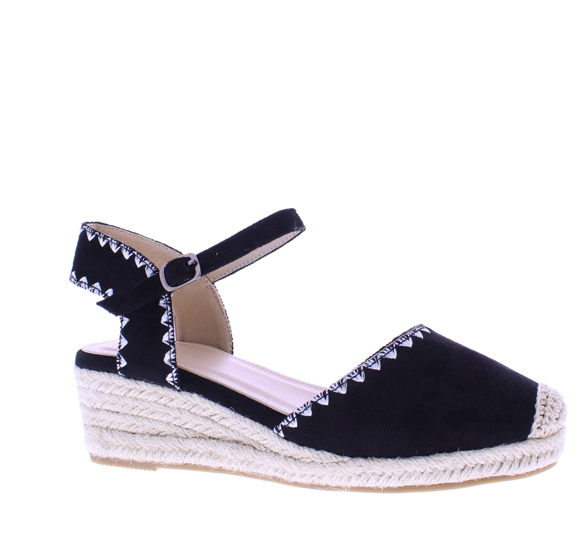Women Microfiber Wedge with Stitching Detail