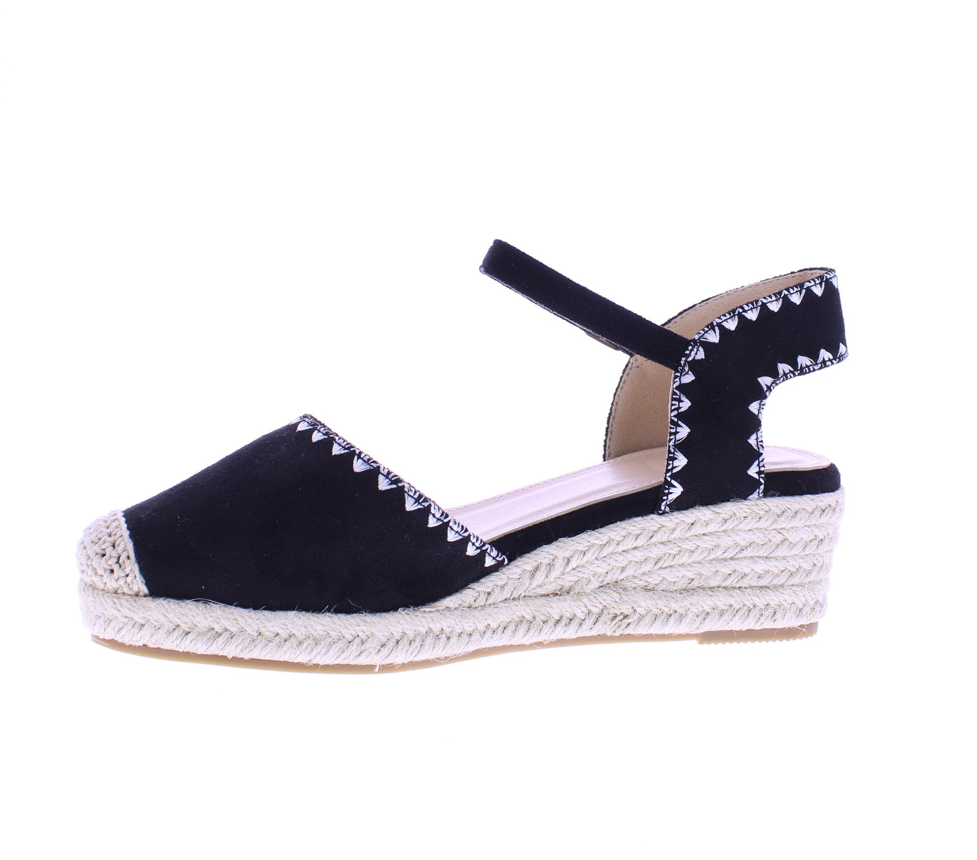 Women Microfiber Wedge with Stitching Detail