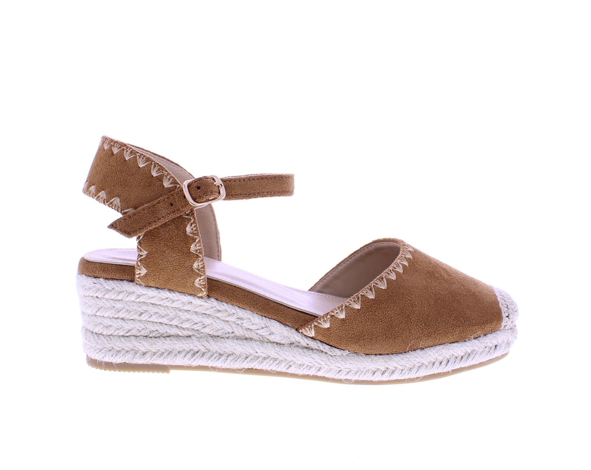 Women Microfiber Wedge with Stitching Detail