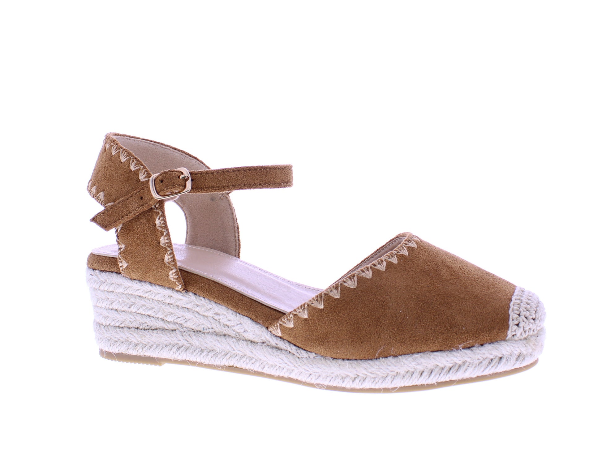 Women Microfiber Wedge with Stitching Detail