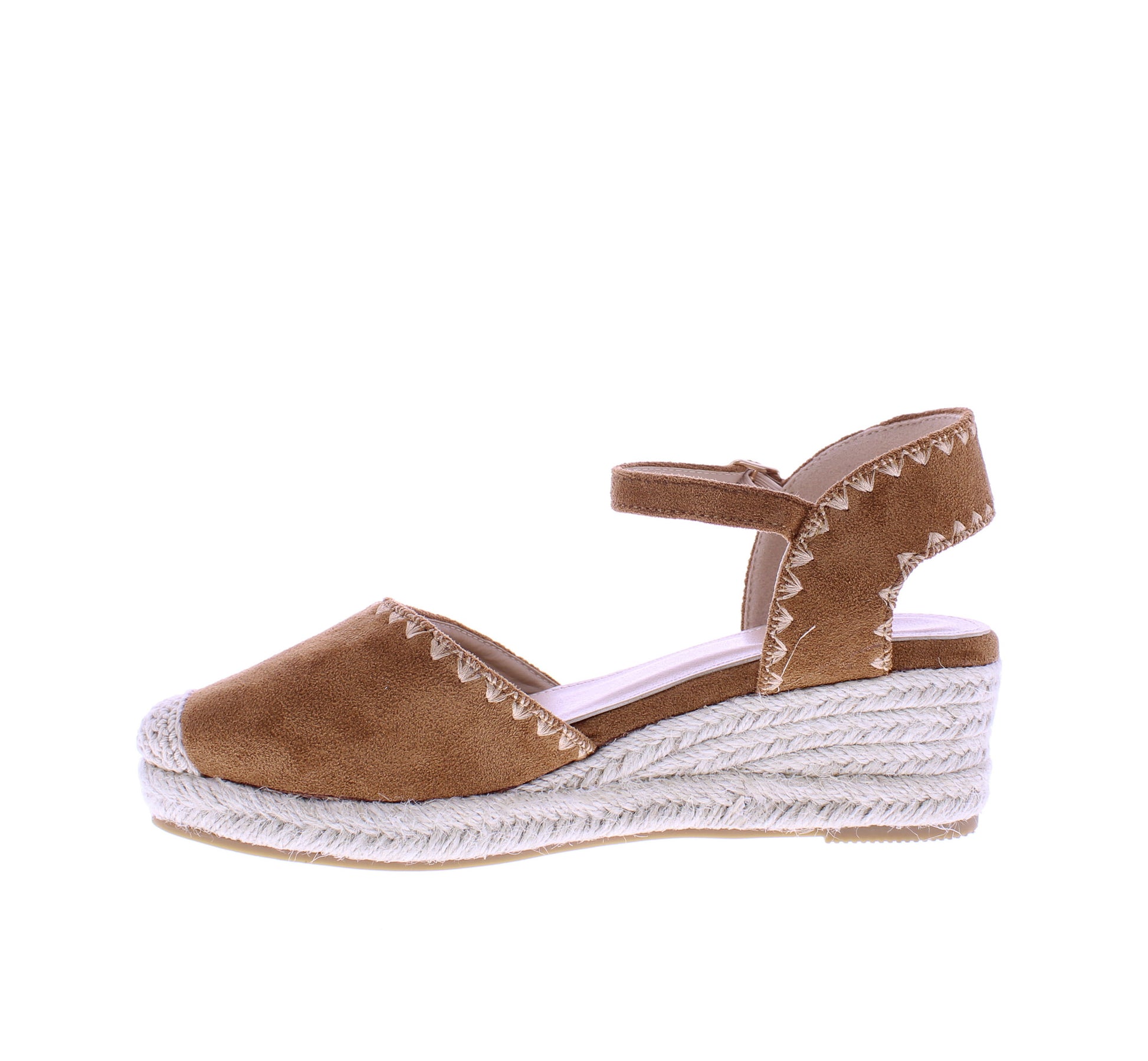 Women Microfiber Wedge with Stitching Detail