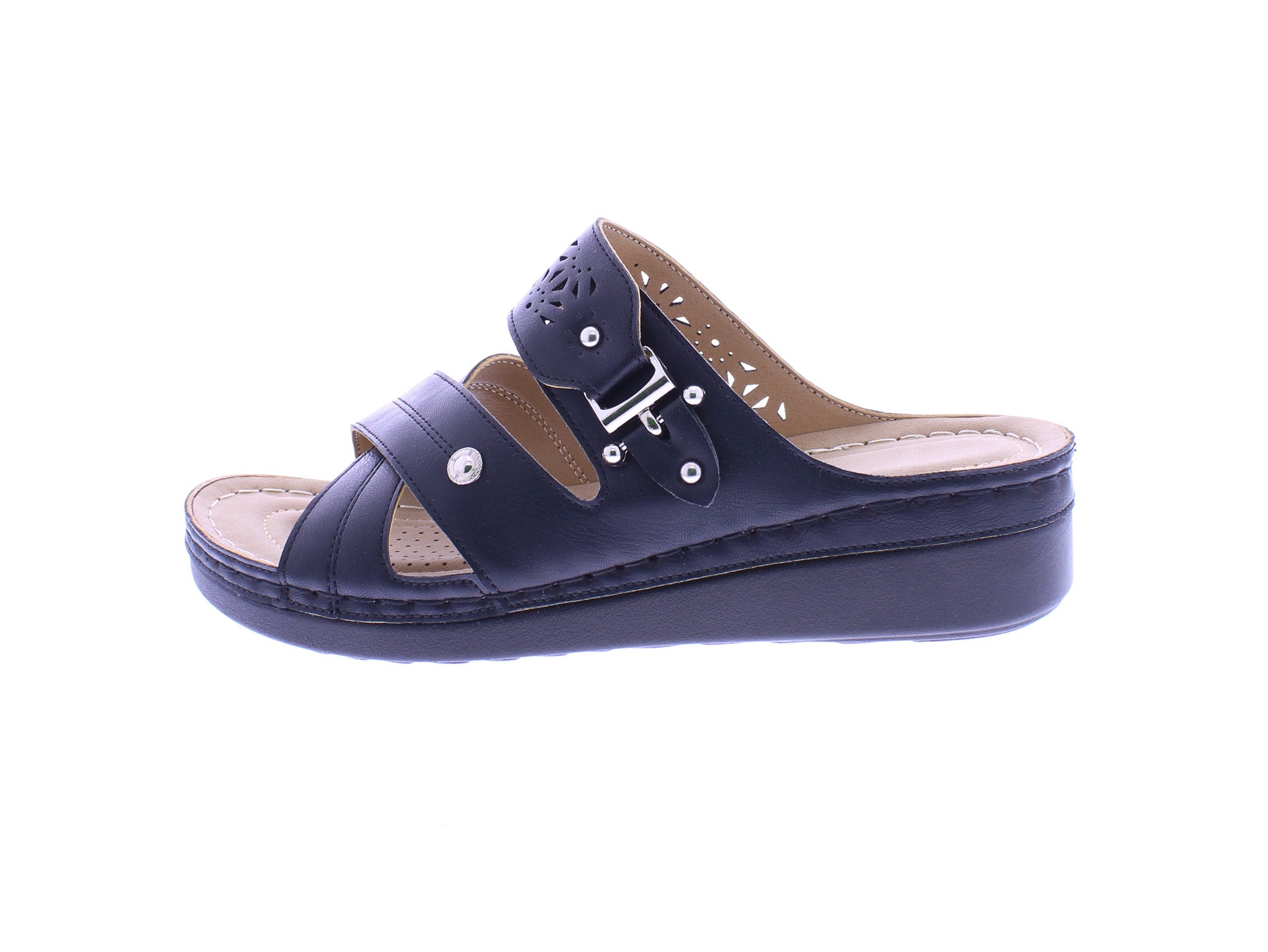 Women Slip on Sandal with Laser Cut Designs