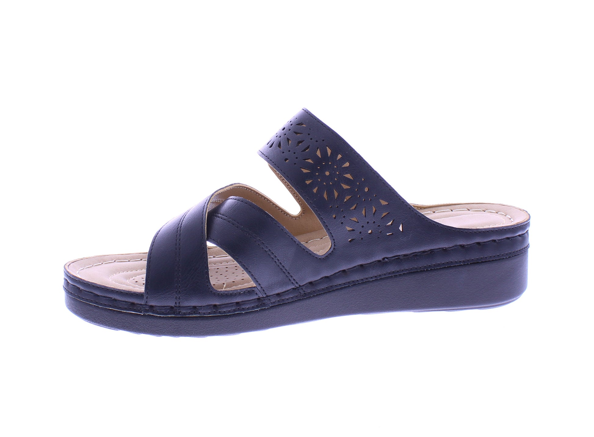 Women Slip on Sandal with Laser Cut Designs