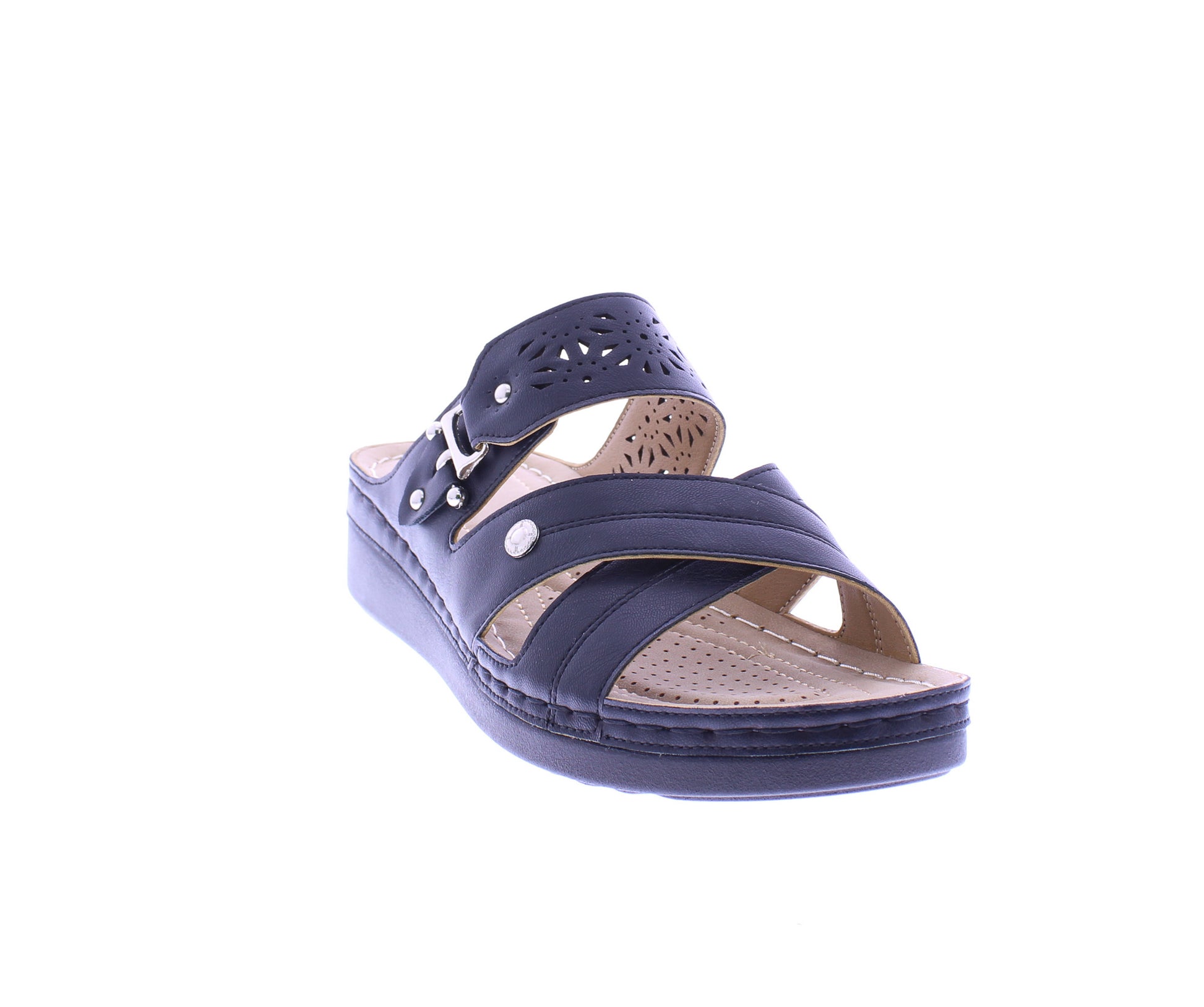 Women Slip on Sandal with Laser Cut Designs