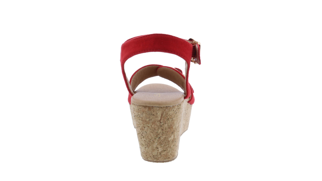 Women Microfiber Platform Sandal with Buckle Closure