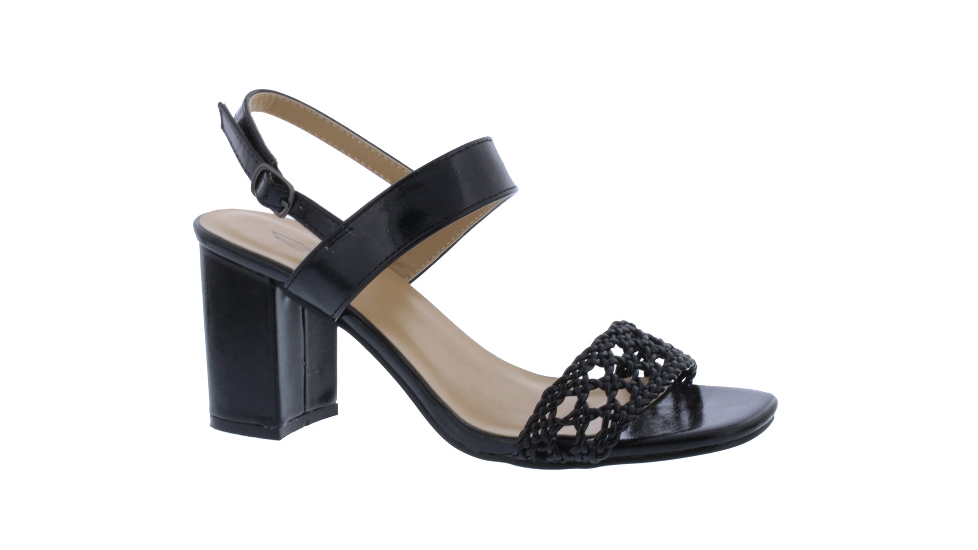 Women Patent Woven High Heel Sandal