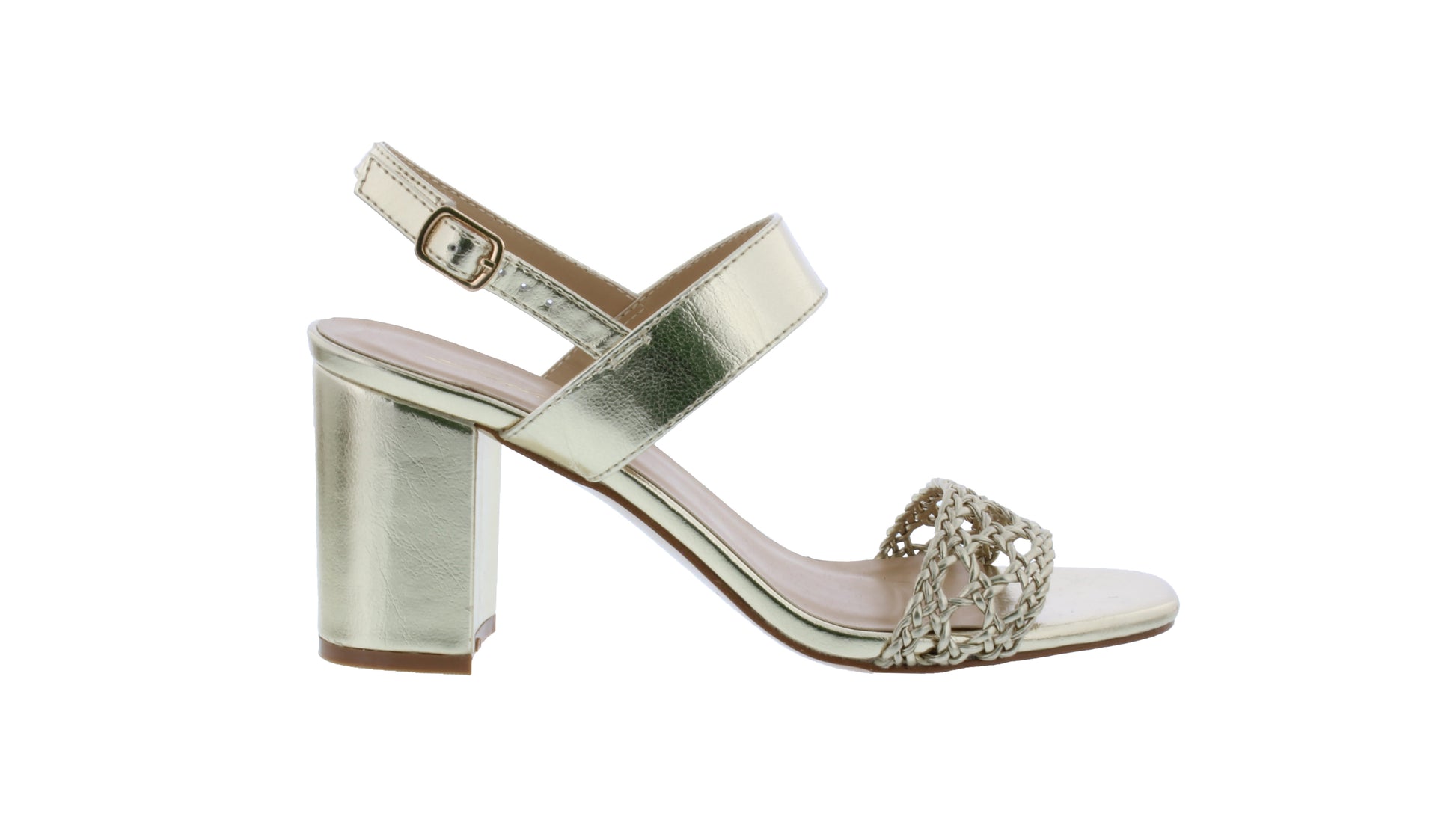 Women Patent Woven High Heel Sandal