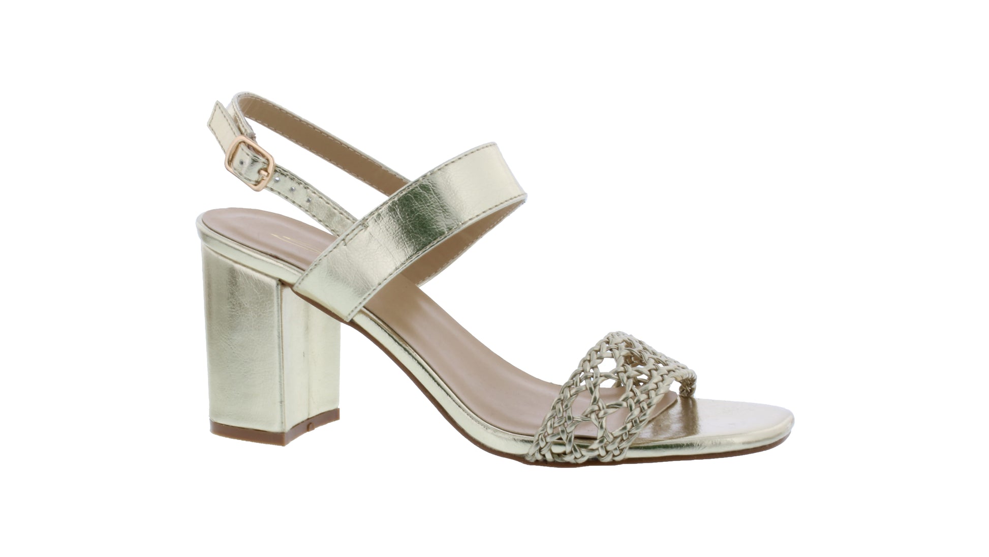 Women Patent Woven High Heel Sandal