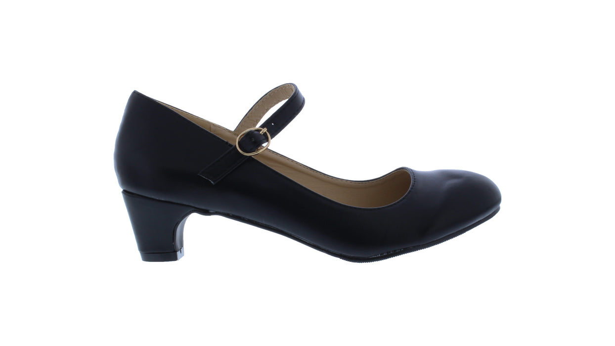 1” Women Synthetic Leather Wide Heel with Buckle Closure