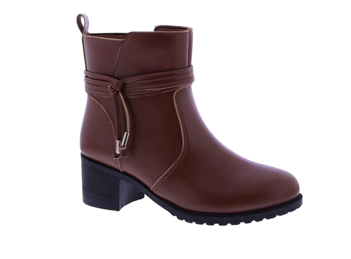 Women's Faux Leather Wrap Tie Ankle Boot