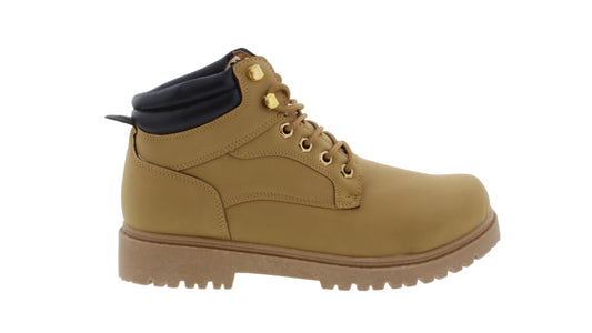 Bota con cordones de cuero sintético para hombre