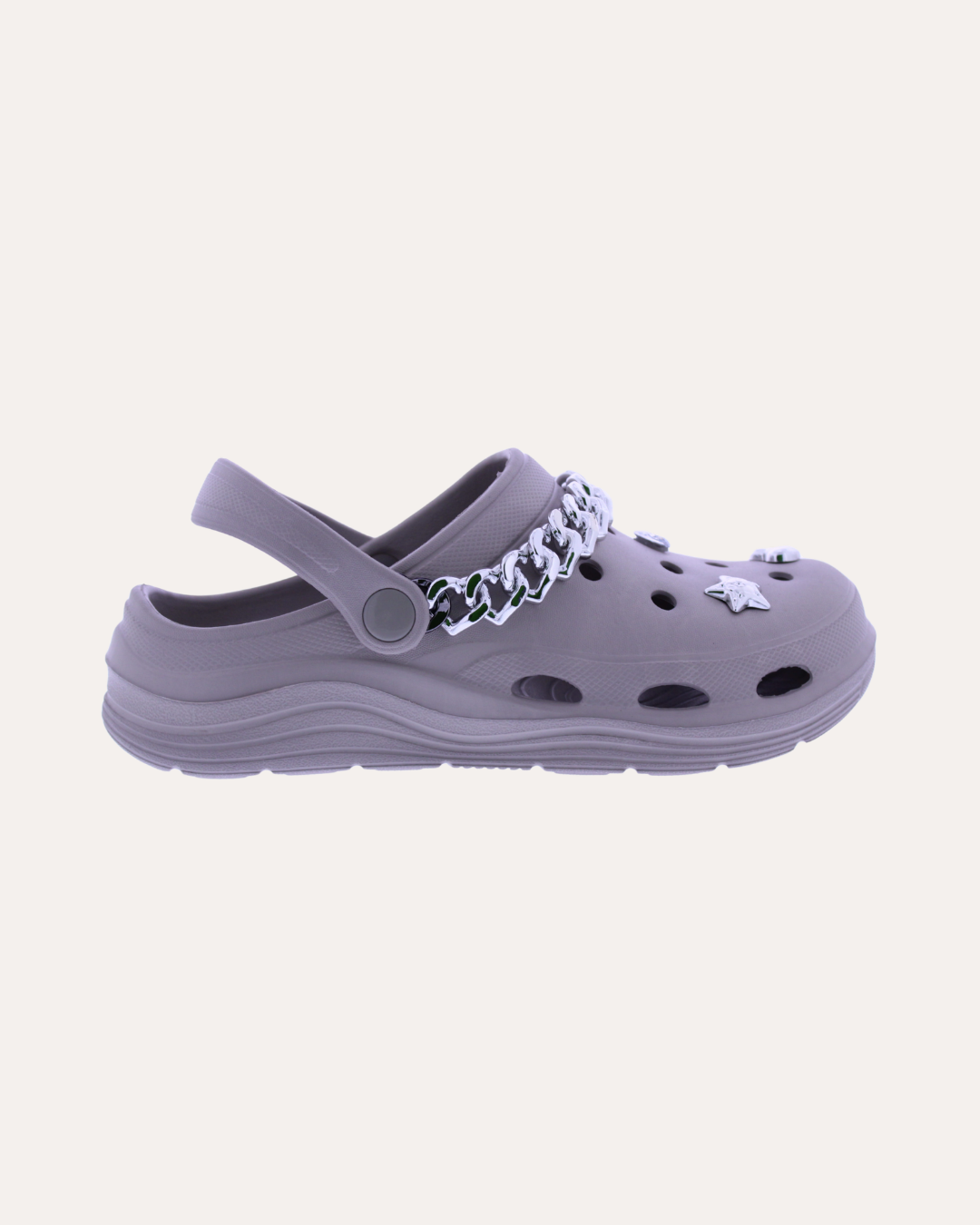 Women's EVA Clog with Silver Chain and Charms