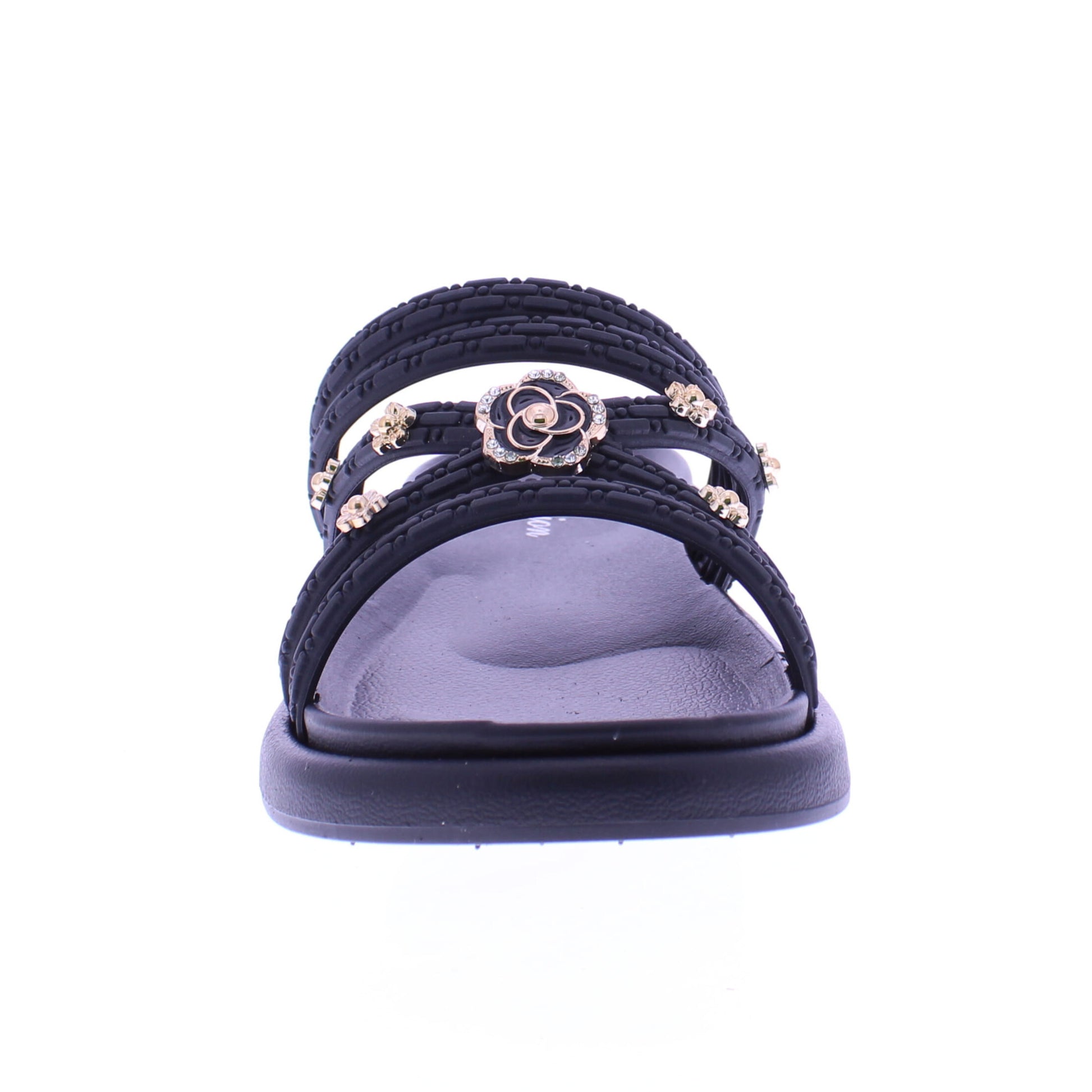 Women Slide with Gold  Flower Studs