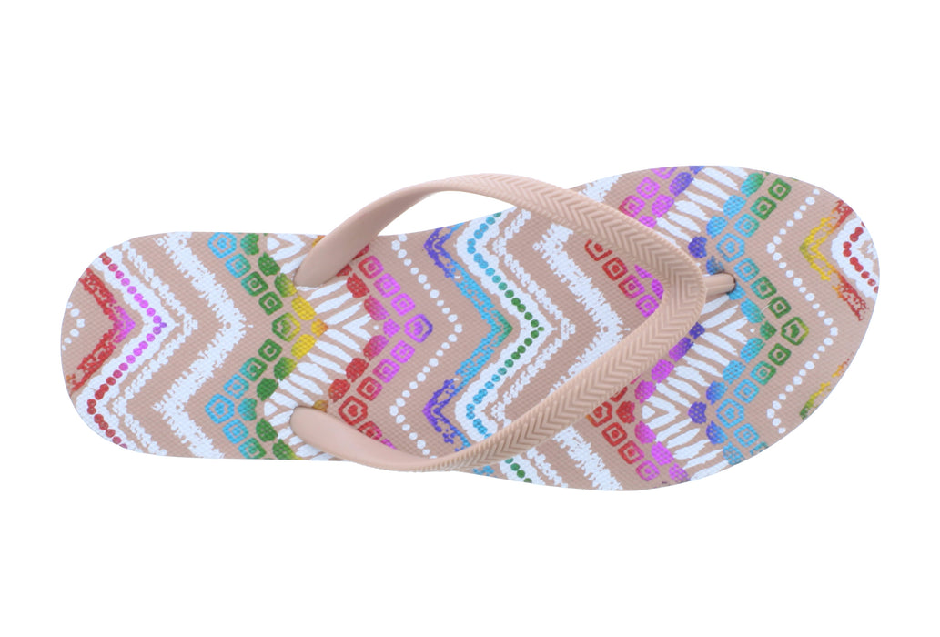 Women Rubber Flip Flop with Stripe Print