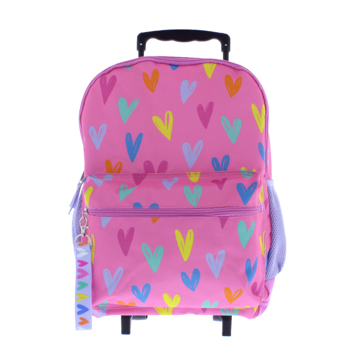 17” Backpack with Wheels and Heart Print
