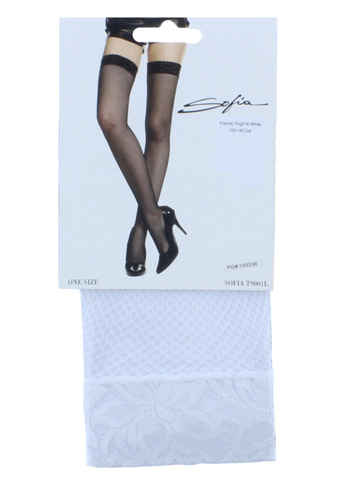Women Thigh High Fishnet with Lace Edge