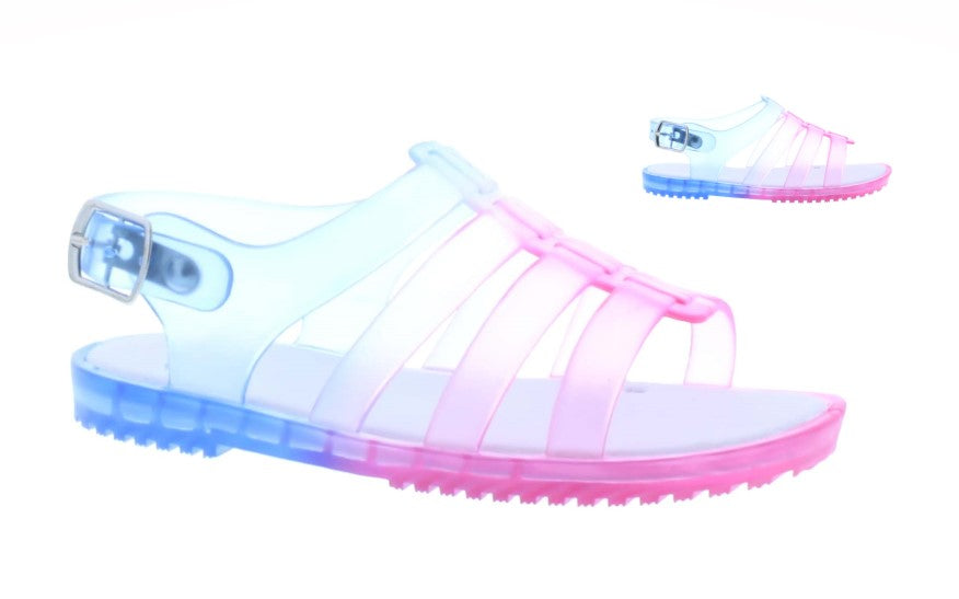 Girls Plastic Glitter Sandal with Buckle Closure
