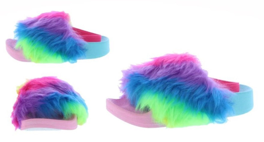 Girls Rubber Slipper with Fur