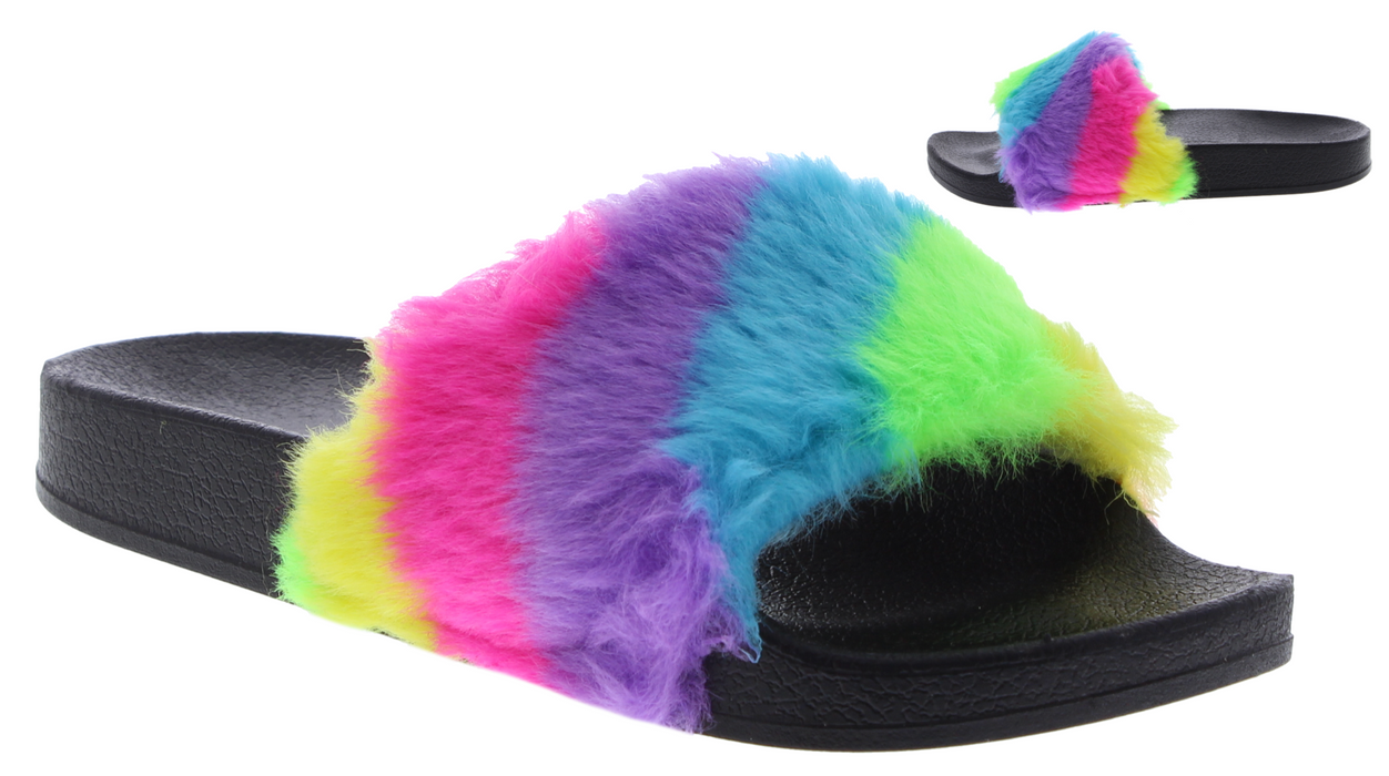 Girls Rubber Slipper with Fur