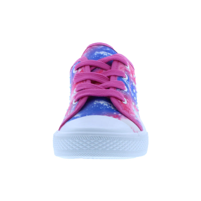 Girls Metallic Synthetic Leather Lace Up Sneaker