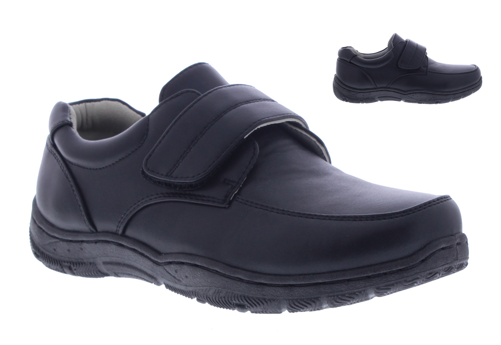 Boys Synthetic Leather School Shoe with Velcro Closure