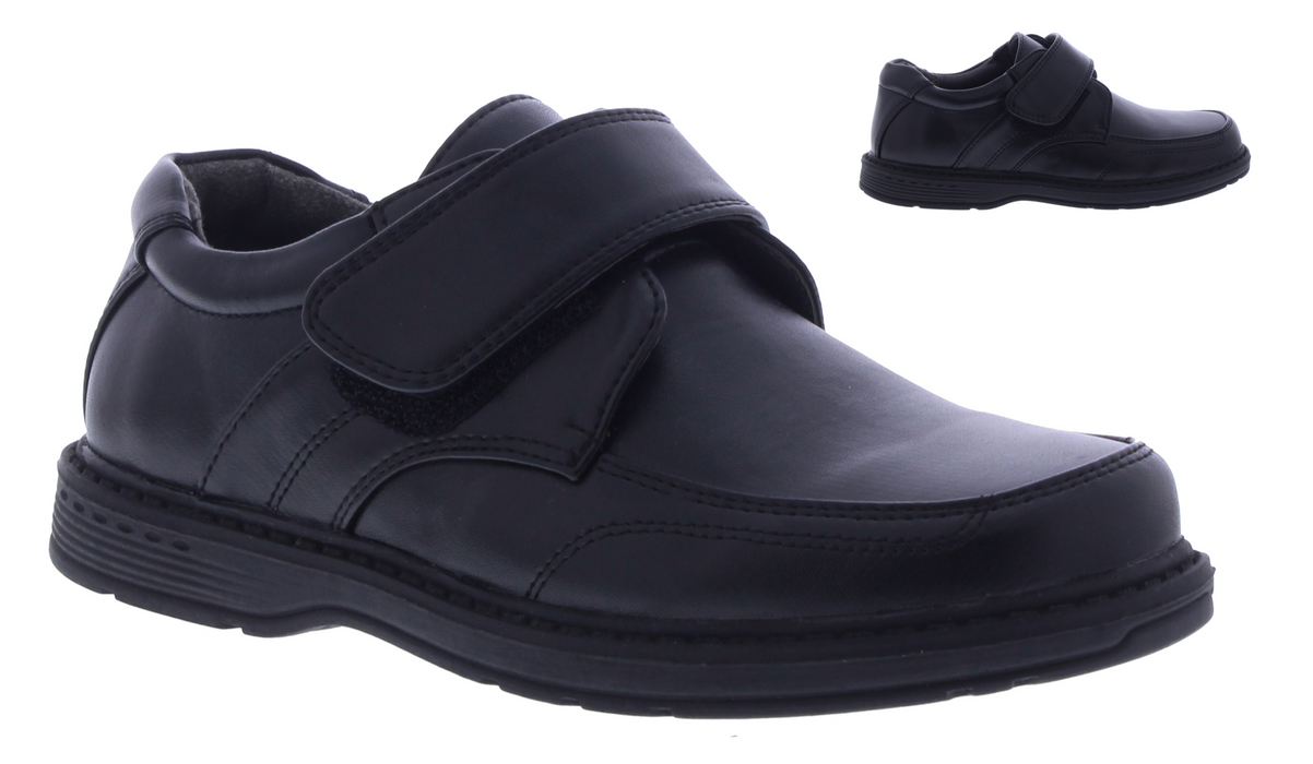 Boys Synthetic Leather School Shoes with Velcro Closure