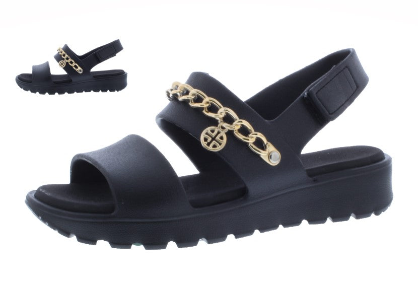 Women Sandal with Chain and Velcro Closure