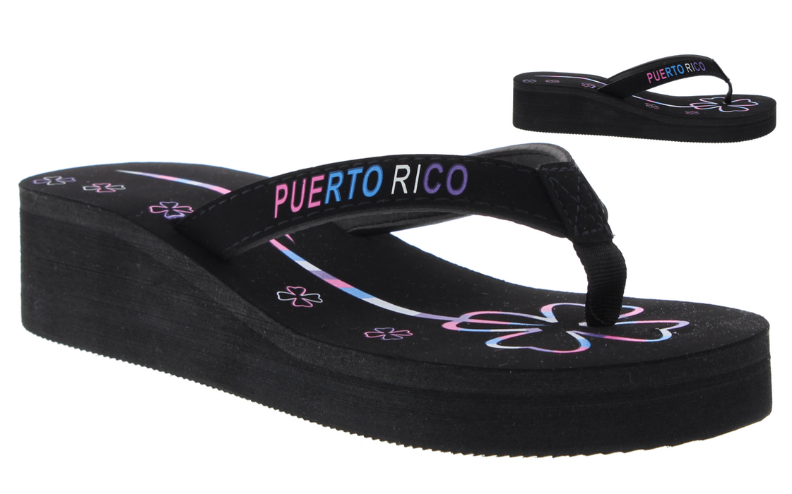 Women Flip Flop Platform with Puerto Rico Print