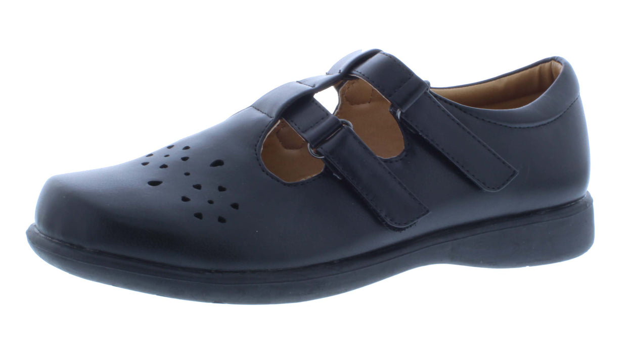 Women Synthetic Leather School Shoe with Velcro Closure