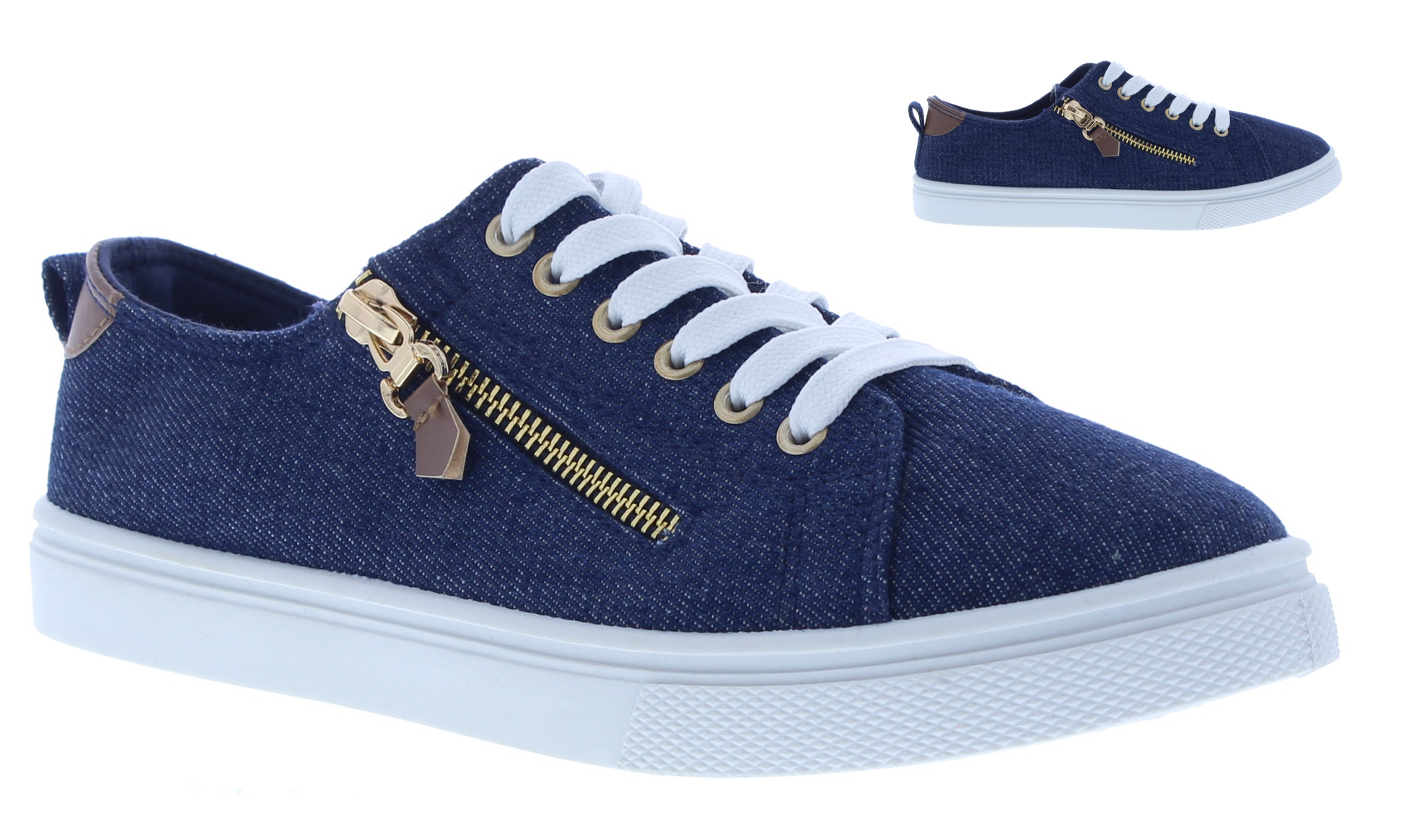 Women Fabric Sneaker with Decorative Zipper