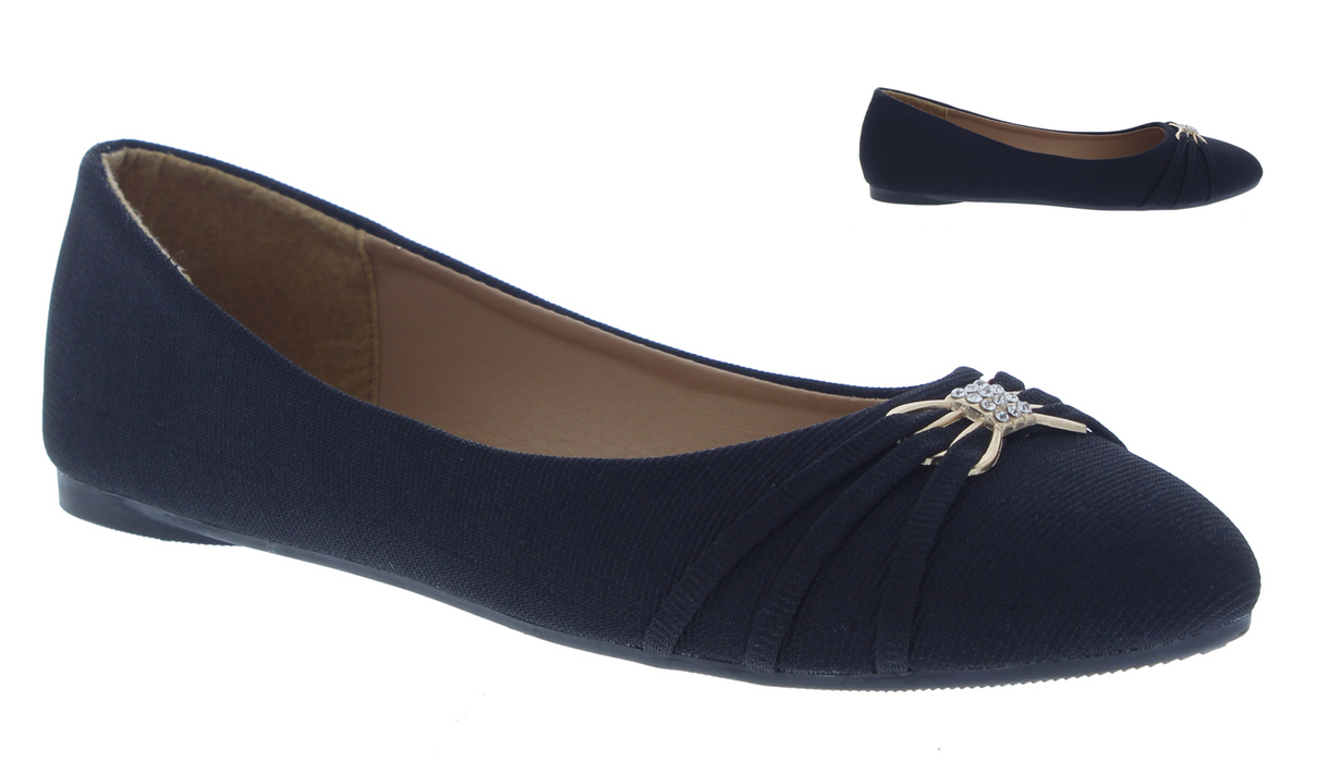Women Fabric Flat with Rounded Tip