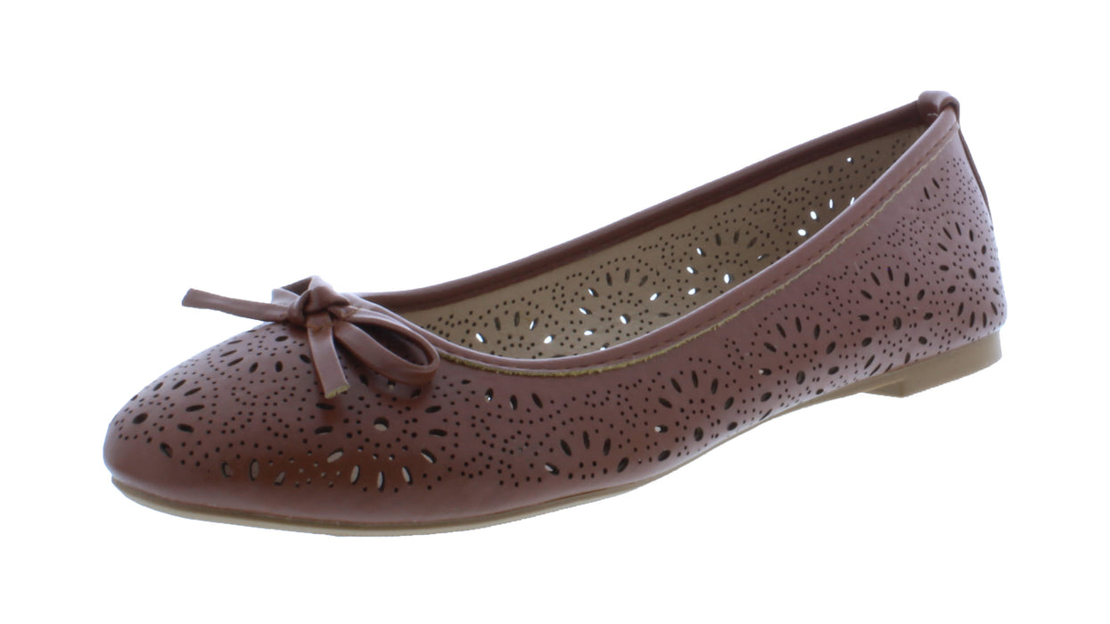 Women Faux Leather Flat with Rounded Tip
