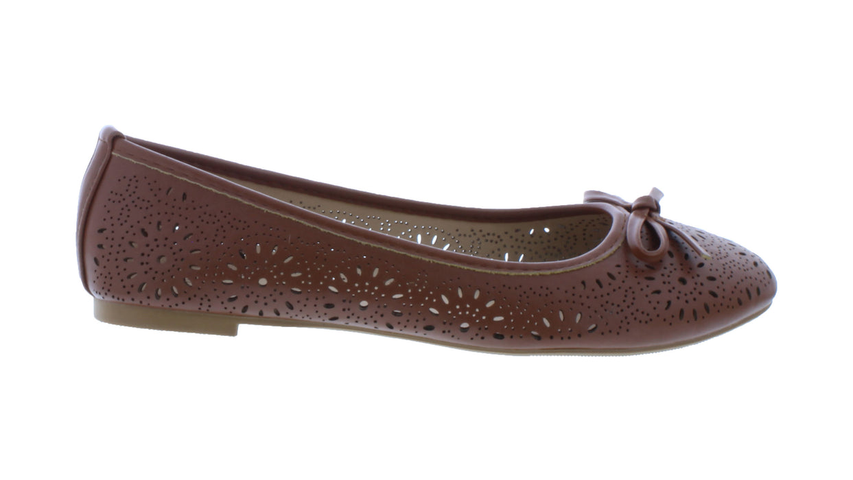 Women Synthetic Leather Flat with Rounded Tip