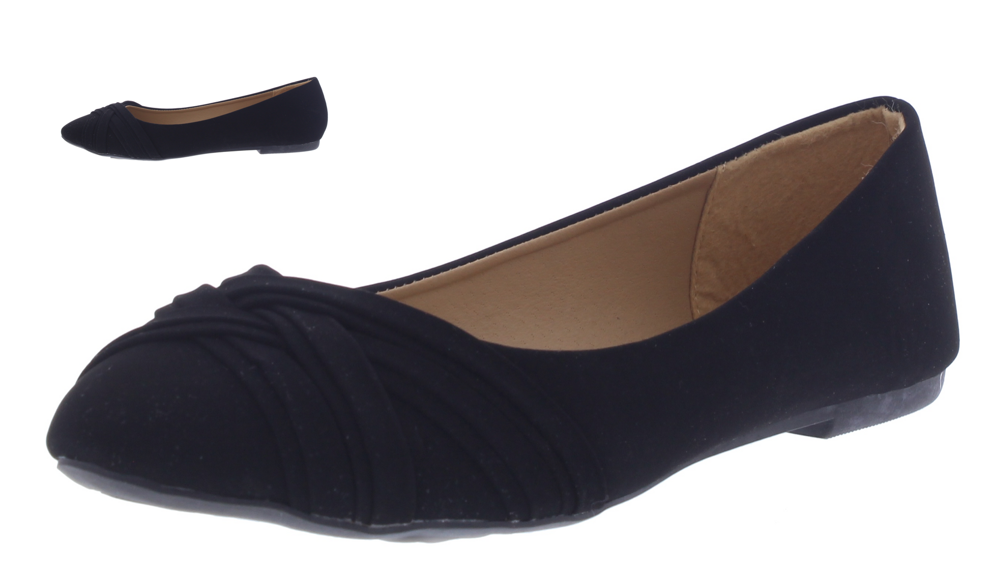 Women Suede Ballerina with Rounded Tip