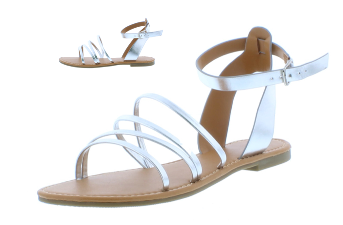 Women Synthetic Leather Sandal with Buckle Closure