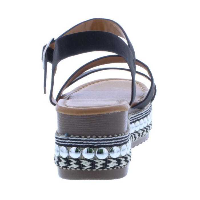 Women Synthetic Leather Platform Sandal with Buckle Closure