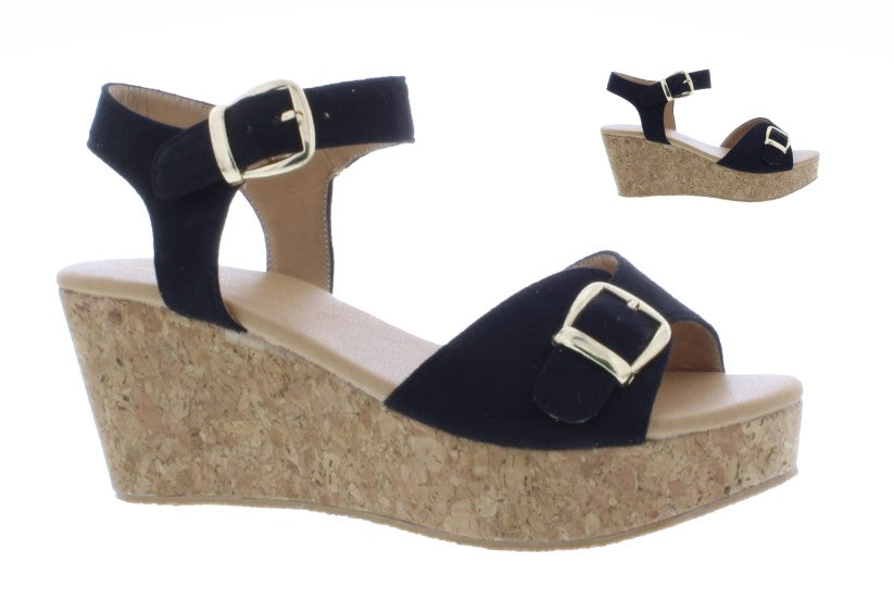 Sandalia Mujer Plataforma Piel Sintética Cierre Hebilla