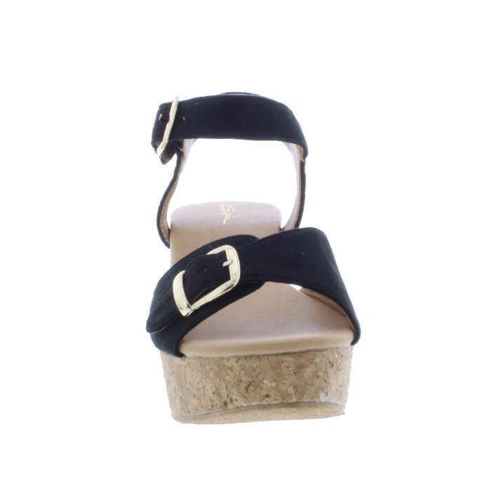 Women Microfiber Platform Sandal with Buckle Closure