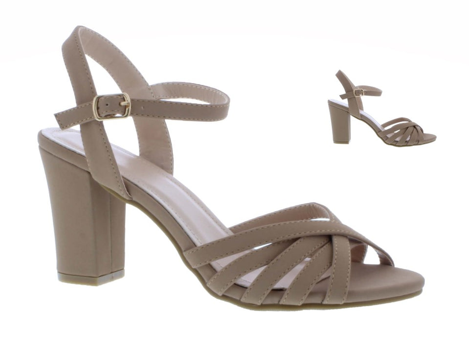 Women Synthetic Leather High Heel Sandal with Buckle Closure