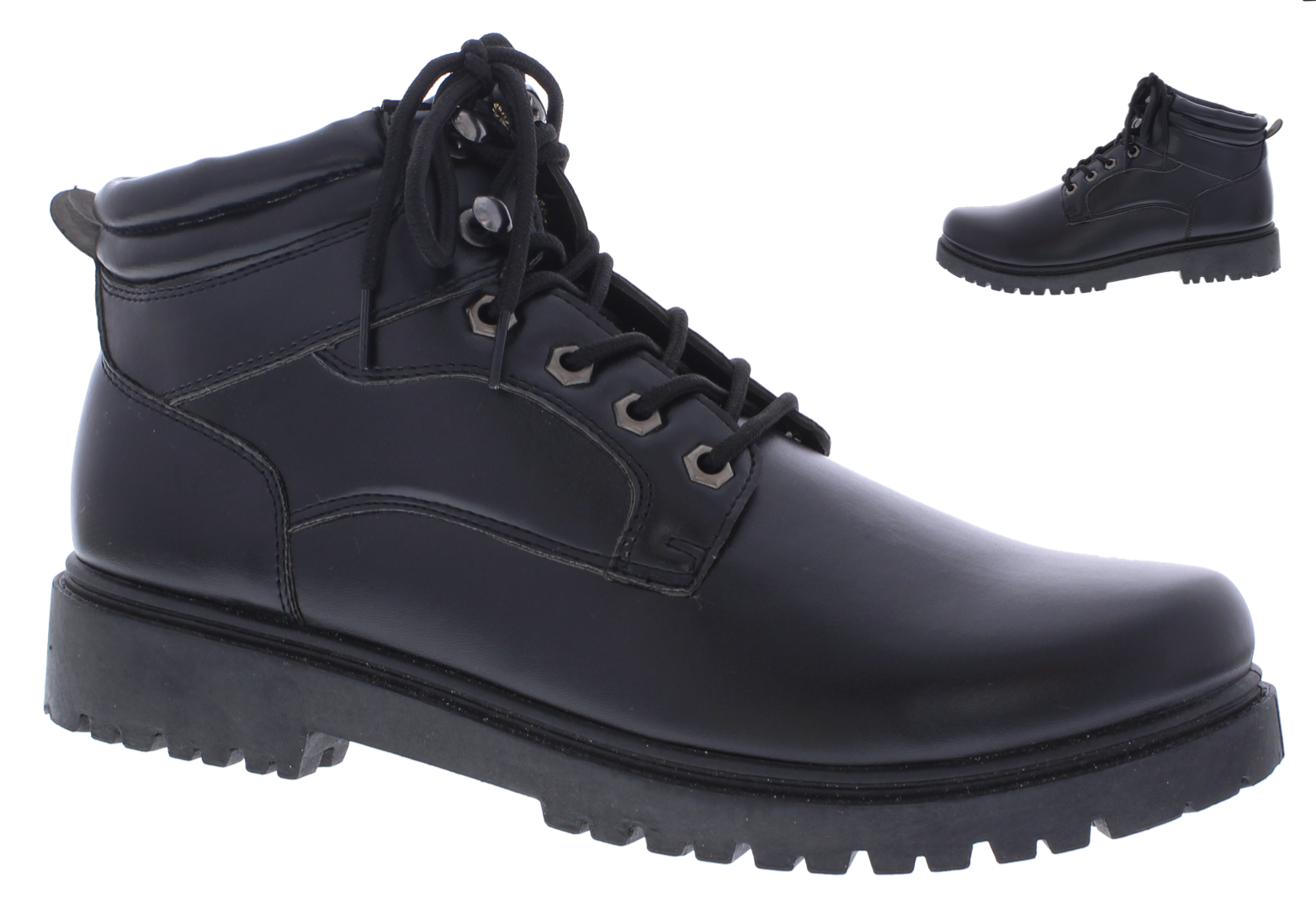 Bota con cordones de cuero sintético para hombre