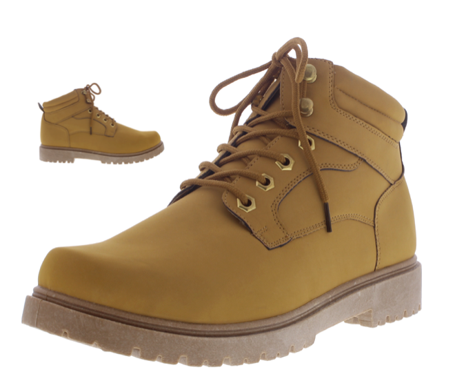 Bota con cordones de cuero sintético para hombre
