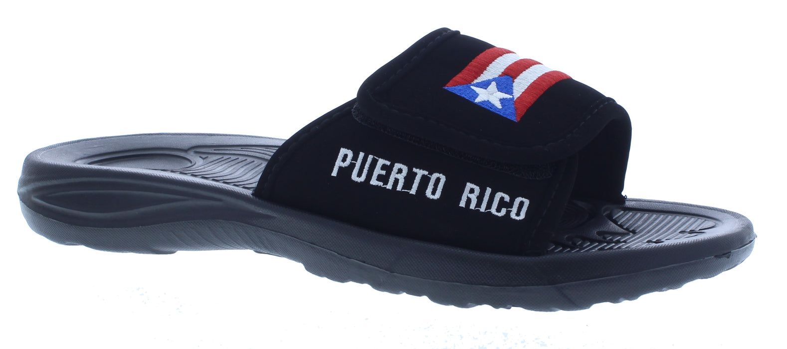 Men Fabric Slipper with Puerto Rico Print and Velcro Closure